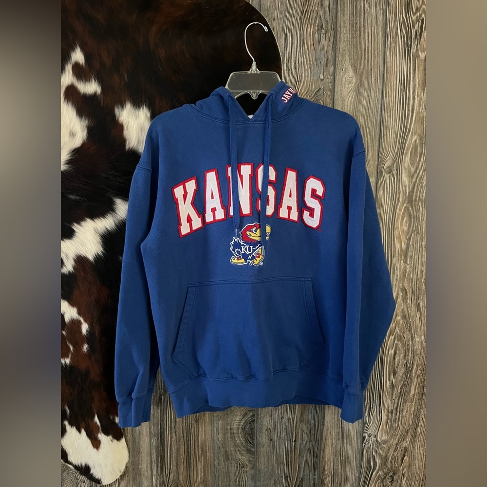 E5 Kansas Jayhawks size medium royal blue with embroidery detail EUC
